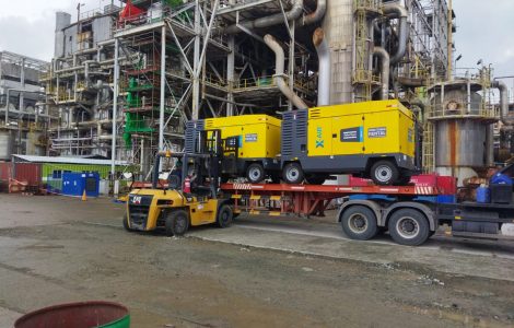 Rental of 920 CFM, 150 PSIG Portable Air Compressors for the Pupuk Kaltim Plant Turnaround in Bontang